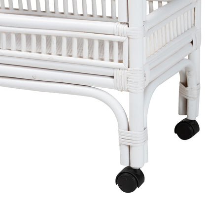 bali & pari - LombokWine Cart in White - Lombok-Rattan-White-Cart view 5