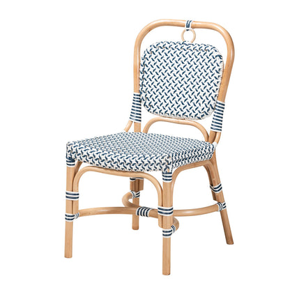 bali & pari - Luciana Dining Chair in Blue/White/Natural Brown - Luciana-Rattan-DC view 1