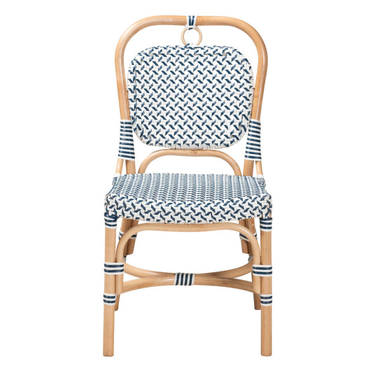 bali & pari - Luciana Dining Chair in Blue/White/Natural Brown - Luciana-Rattan-DC view 2