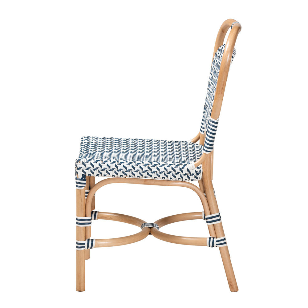 bali & pari - Luciana Dining Chair in Blue/White/Natural Brown - Luciana-Rattan-DC view 3