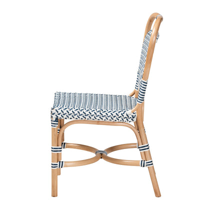 bali & pari - Luciana Dining Chair in Blue/White/Natural Brown - Luciana-Rattan-DC view 3