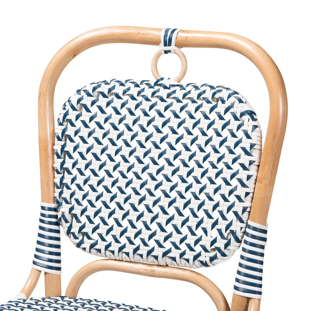 bali & pari - Luciana Dining Chair in Blue/White/Natural Brown - Luciana-Rattan-DC view 5