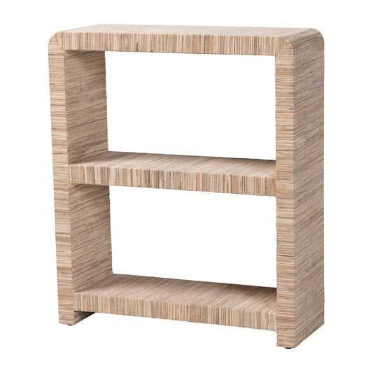 bali & pari - Lucy Bookcase in Natural - Lucy-Natural Woven Grasscloth-Bookshelf view 1