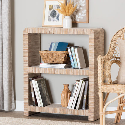bali & pari - Lucy Bookcase in Natural - Lucy-Natural Woven Grasscloth-Bookshelf view 5