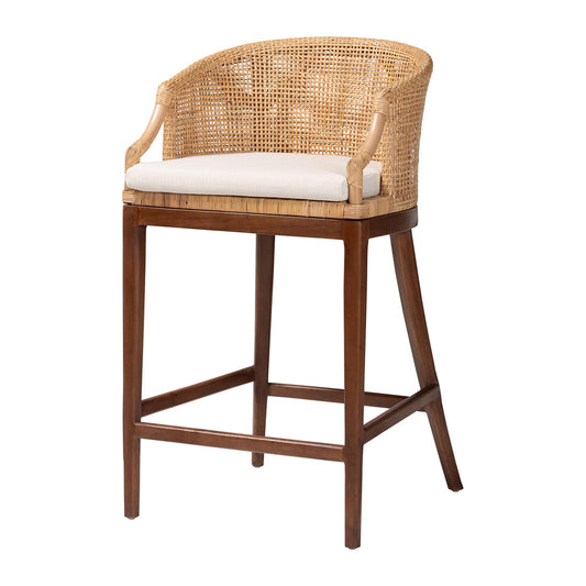 bali & pari - Lumajang Bar Stool in Light Honey/White/Walnut Brown - Lumajang-Light Honey/Light Brown Rattan-BS view 1