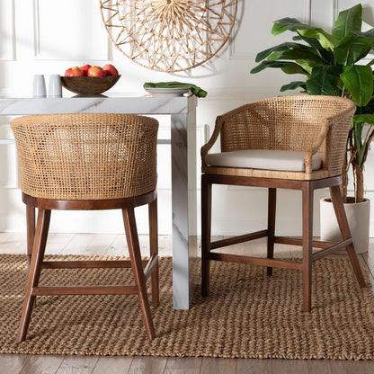 bali & pari - Lumajang Set of 2 Counter Stools in Light Honey/White/Walnut Brown - Lumajang-Light Honey/Light Brown Rattan-CS view 7