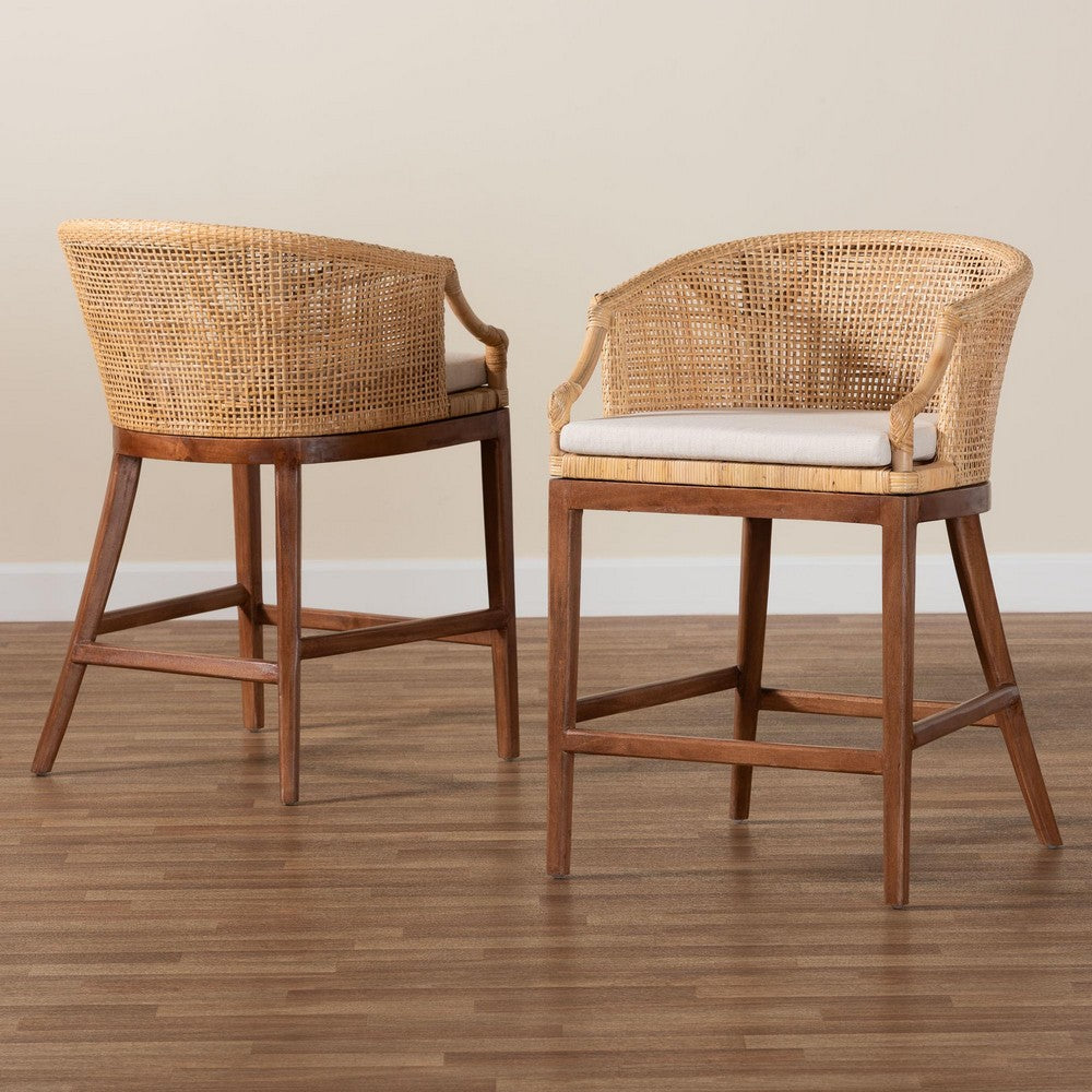 bali & pari - Lumajang Set of 2 Counter Stools in Light Honey/White/Walnut Brown - Lumajang-Light Honey/Light Brown Rattan-CS view 8