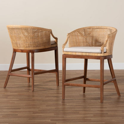 bali & pari - Lumajang Set of 2 Counter Stools in Light Honey/White/Walnut Brown - Lumajang-Light Honey/Light Brown Rattan-CS view 8