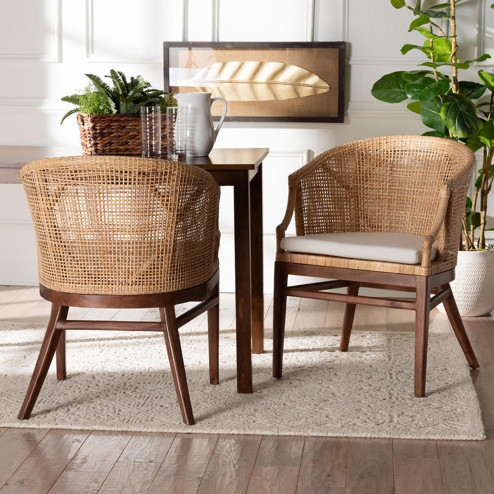 bali & pari - Lumajang Set of 2 Dining Chairs in Light Honey/White/Walnut Brown - Lumajang-Light Honey/Light Brown Rattan-DC view 7