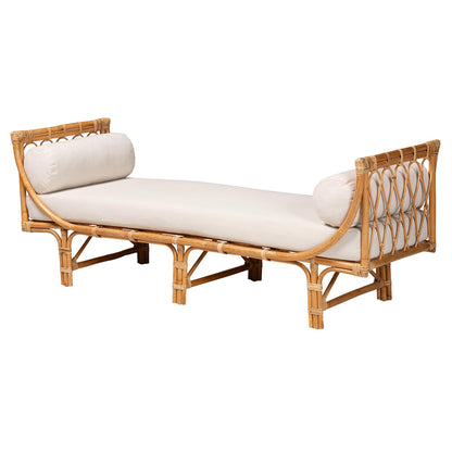 bali & pari - Macias Daybed in White/Natural Brown - DCWH10011-Light Honey Rattan-Charmilla Daybed view 1