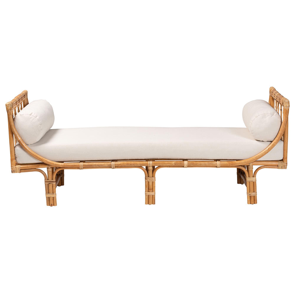 bali & pari - Macias Daybed in White/Natural Brown - DCWH10011-Light Honey Rattan-Charmilla Daybed view 2