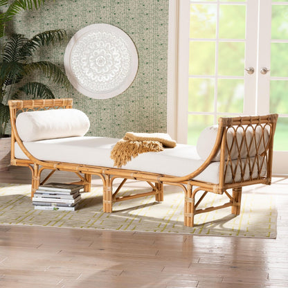 bali & pari - Macias Daybed in White/Natural Brown - DCWH10011-Light Honey Rattan-Charmilla Daybed view 7