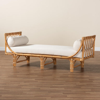 bali & pari - Macias Daybed in White/Natural Brown - DCWH10011-Light Honey Rattan-Charmilla Daybed view 8