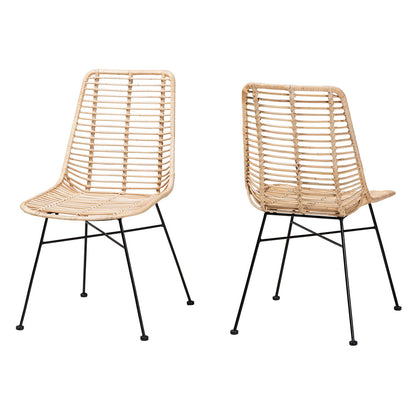 bali & pari - Manhattan Set of 2 Dining Chairs in Natural Brown/Black - Manhattan-Rattan/Black-DC view 1