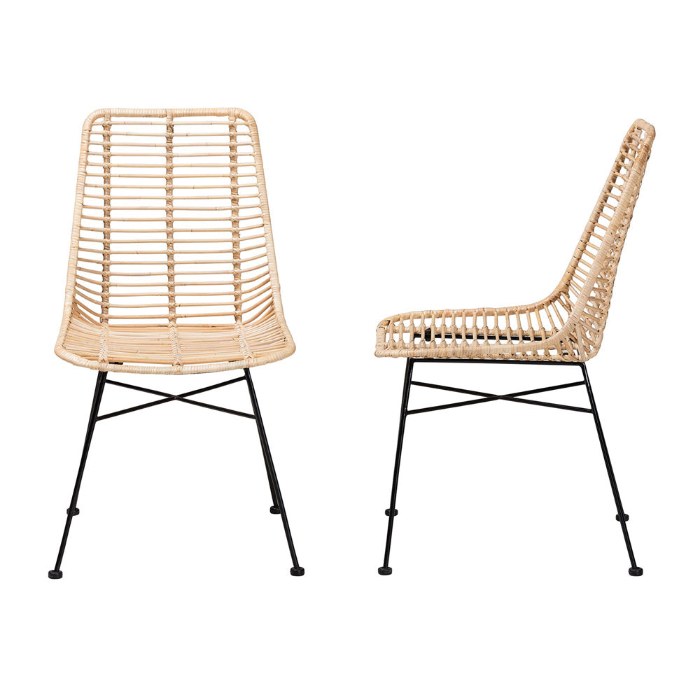 bali & pari - Manhattan Set of 2 Dining Chairs in Natural Brown/Black - Manhattan-Rattan/Black-DC view 3