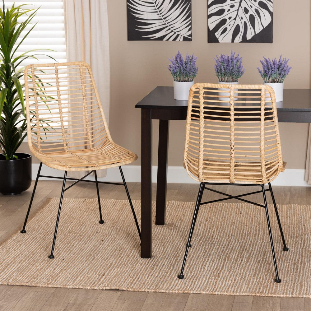 bali & pari - Manhattan Set of 2 Dining Chairs in Natural Brown/Black - Manhattan-Rattan/Black-DC view 7