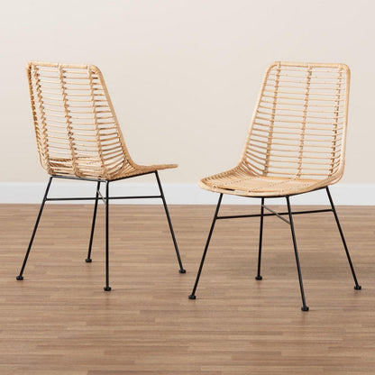 bali & pari - Manhattan Set of 2 Dining Chairs in Natural Brown/Black - Manhattan-Rattan/Black-DC view 8