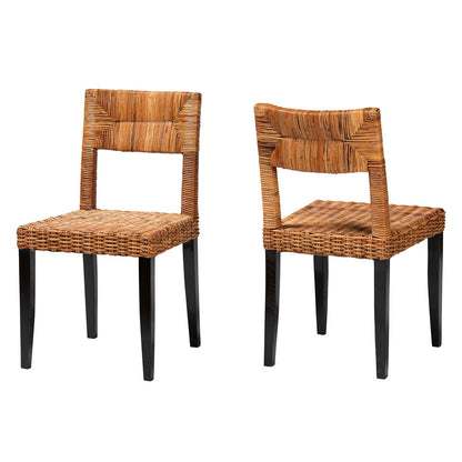 bali & pari - Manrico Set of 2 Dining Chairs in Dark Brown/Natural Brown - MD39533-Mango Wood-DC view 1