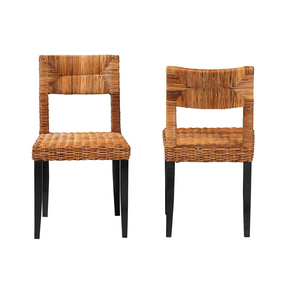 bali & pari - Manrico Set of 2 Dining Chairs in Dark Brown/Natural Brown - MD39533-Mango Wood-DC view 2