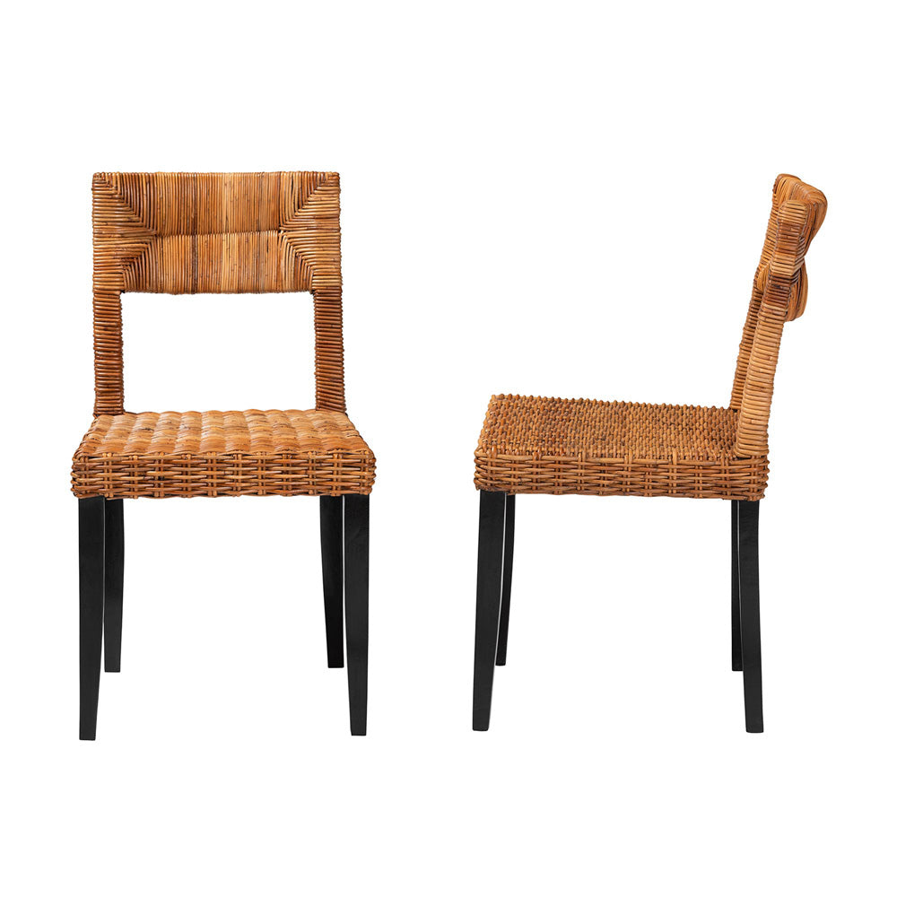 bali & pari - Manrico Set of 2 Dining Chairs in Dark Brown/Natural Brown - MD39533-Mango Wood-DC view 3