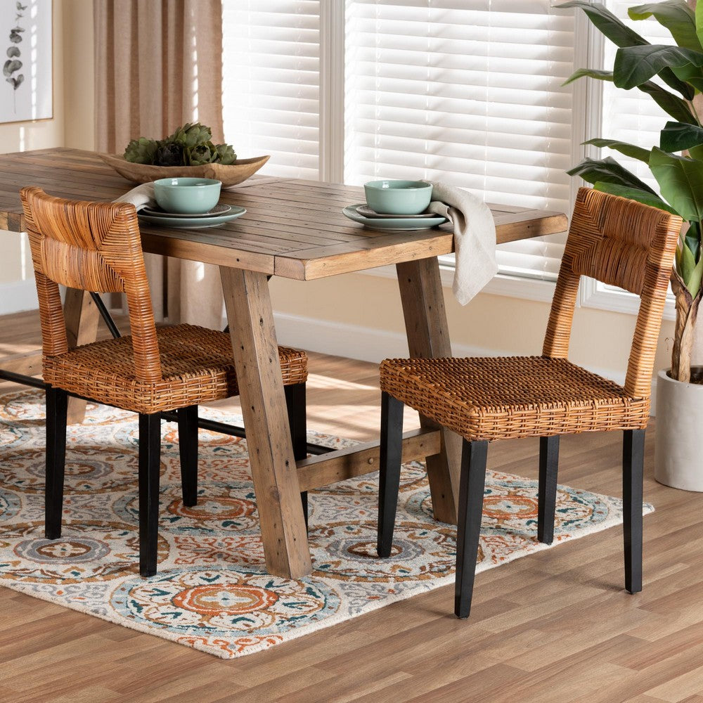 bali & pari - Manrico Set of 2 Dining Chairs in Dark Brown/Natural Brown - MD39533-Mango Wood-DC view 7