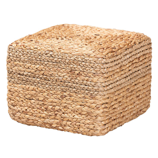 bali & pari - Marella Footstool in Natural Brown - F234-FT4-Seagrass/Waterhyacinth-Stool view 1