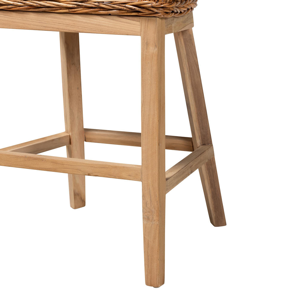 bali & pari - Mario Set of 2 Bar Stools in Natural Brown/Brown - Mario-Rattan-BS view 5