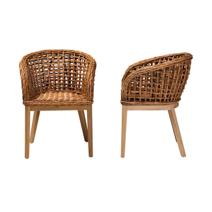 bali & pari - Mario Set of 2 Dining Chairs in Natural Brown/Brown - Mario-Rattan-DC view 3