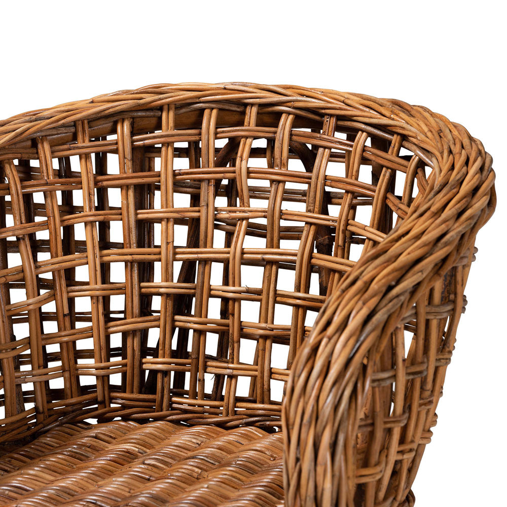 bali & pari - Mario Set of 2 Dining Chairs in Natural Brown/Brown - Mario-Rattan-DC view 4