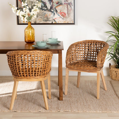 bali & pari - Mario Set of 2 Dining Chairs in Natural Brown/Brown - Mario-Rattan-DC view 7