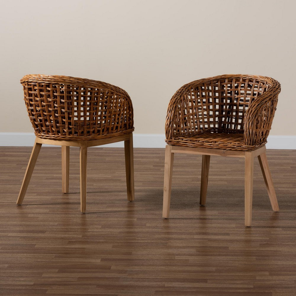 bali & pari - Mario Set of 2 Dining Chairs in Natural Brown/Brown - Mario-Rattan-DC view 8
