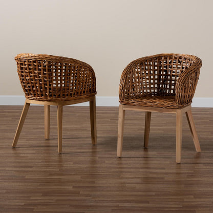 bali & pari - Mario Set of 2 Dining Chairs in Natural Brown/Brown - Mario-Rattan-DC view 8