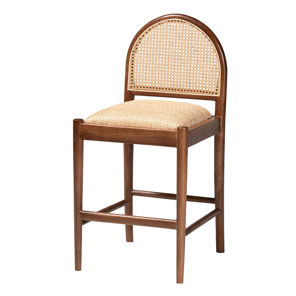 bali & pari - Maryland Counter Stool in Natural/Walnut Brown - Maryland-Wood/Rattan-CS view 1