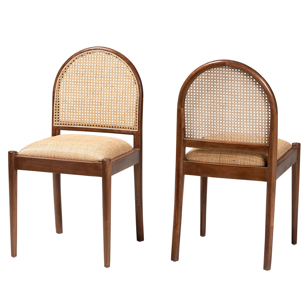 bali & pari - Maryland Set of 2 Dining Chairs in Natural/Walnut Brown - Maryland-Wood/Rattan-DC view 1