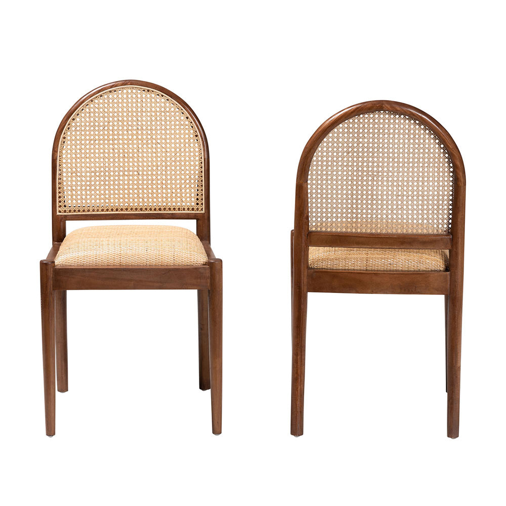 bali & pari - Maryland Set of 2 Dining Chairs in Natural/Walnut Brown - Maryland-Wood/Rattan-DC view 2