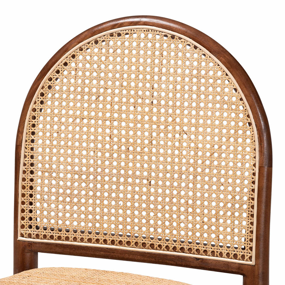 bali & pari - Maryland Set of 2 Dining Chairs in Natural/Walnut Brown - Maryland-Wood/Rattan-DC view 4