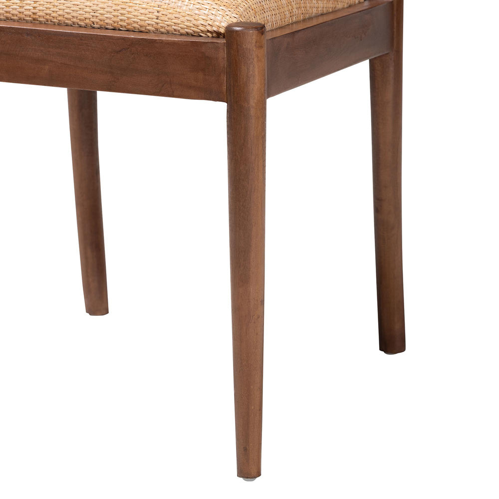 bali & pari - Maryland Set of 2 Dining Chairs in Natural/Walnut Brown - Maryland-Wood/Rattan-DC view 5