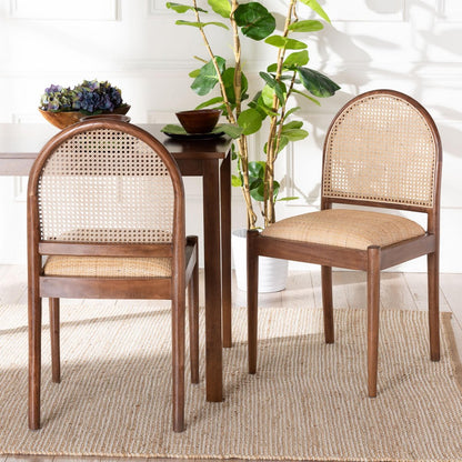 bali & pari - Maryland Set of 2 Dining Chairs in Natural/Walnut Brown - Maryland-Wood/Rattan-DC view 7