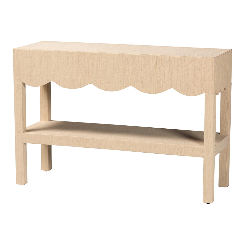 bali & pari  - Mason Console Table in Beige - Mason-Faux Raffia-Console Table view 1