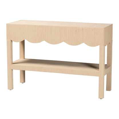 bali & pari  - Mason Console Table in Beige - Mason-Faux Raffia-Console Table view 1