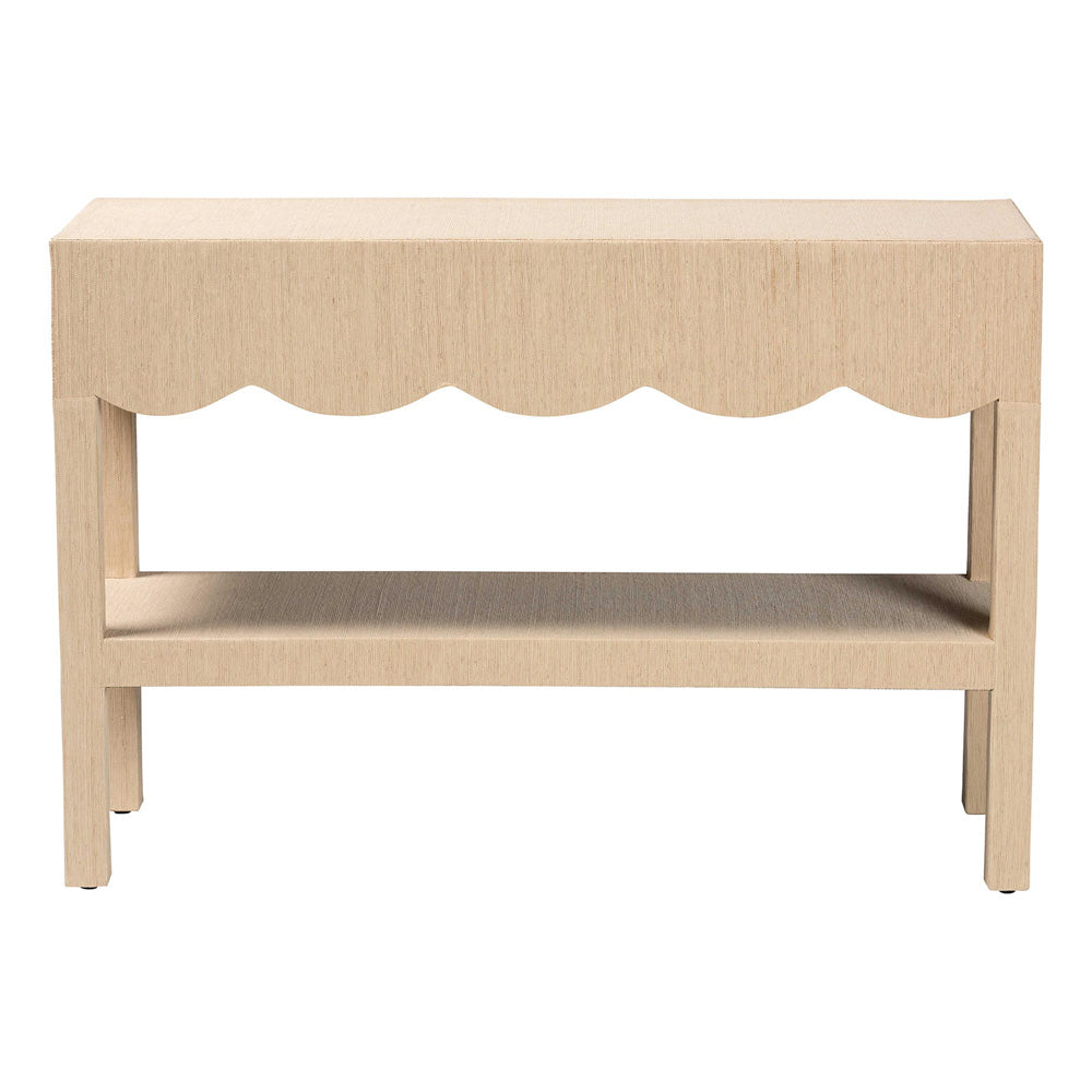 bali & pari  - Mason Console Table in Beige - Mason-Faux Raffia-Console Table view 2
