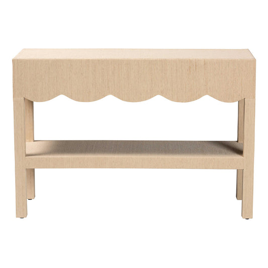 bali & pari  - Mason Console Table in Beige - Mason-Faux Raffia-Console Table view 2