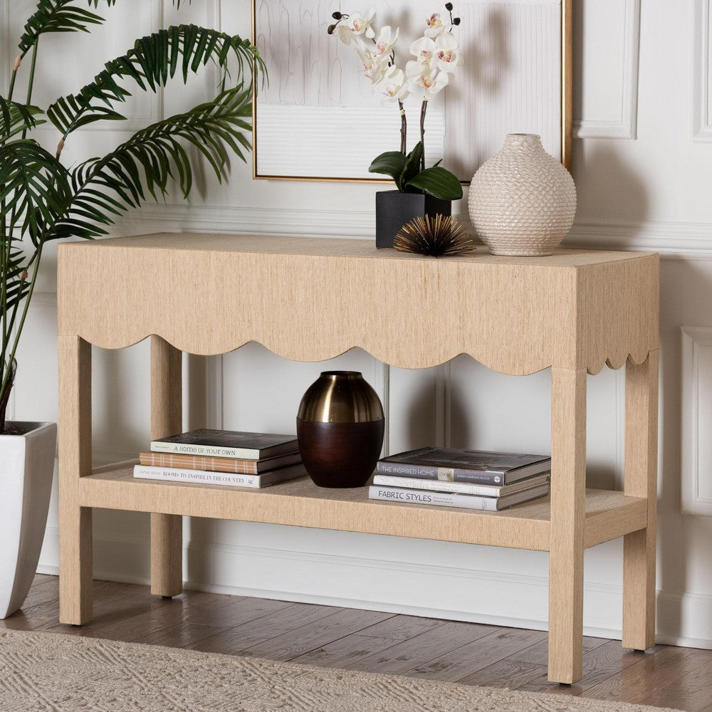 bali & pari  - Mason Console Table in Beige - Mason-Faux Raffia-Console Table view 7
