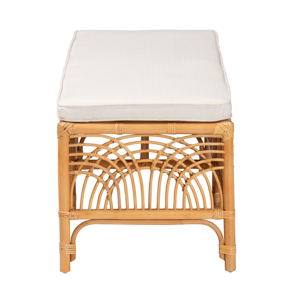 bali & pari - Materra Bench in White/Light Honey - Materra-Light Honey Ratttan-Bench view 3