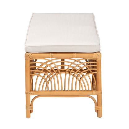 bali & pari - Materra Bench in White/Light Honey - Materra-Light Honey Ratttan-Bench view 3
