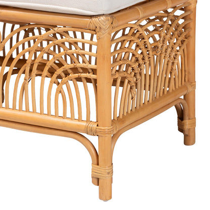 bali & pari - Materra Bench in White/Light Honey - Materra-Light Honey Ratttan-Bench view 4