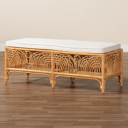bali & pari - Materra Bench in White/Light Honey - Materra-Light Honey Ratttan-Bench view 6