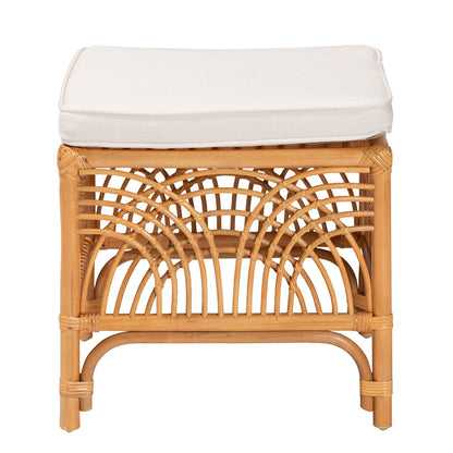 bali & pari - Materra Footstool in White/Light Honey - Materra-Light Honey Ratttan-Stool view 3