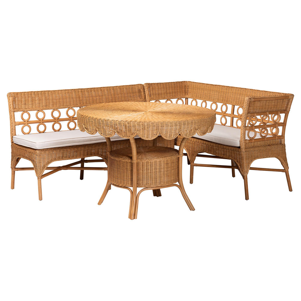 bali & pari - Matilde Dining Set in Light Honey - Matilde-3PC Dining Nook Set view 1