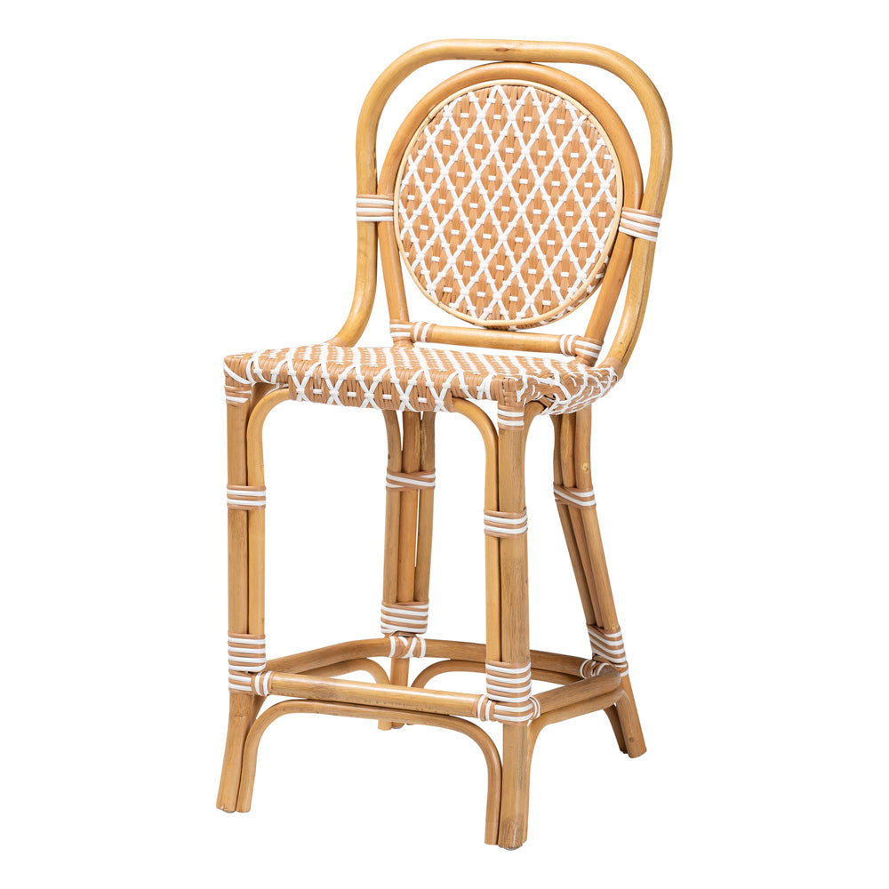 bali & pari - Mattie Counter Stool in Natural Brown/Beige/White - Mattie-Rattan-Beige/White-No Arm-CS view 1